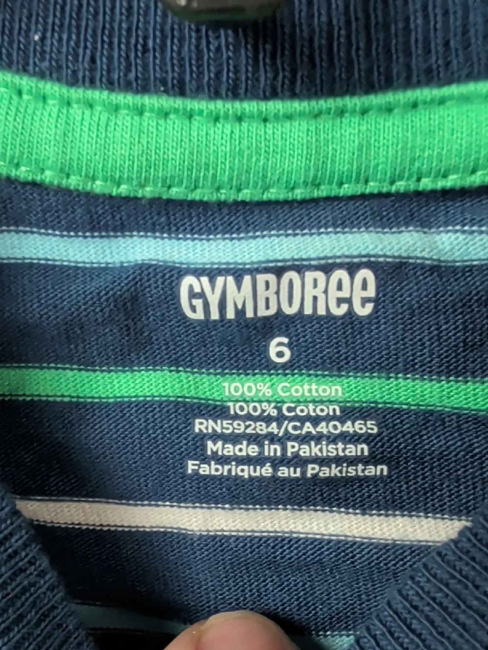 Gymboree Navy Tee with Blue and Green Stripes Size 6 Nwt